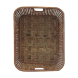 Rectangular wicker and bamboo basket