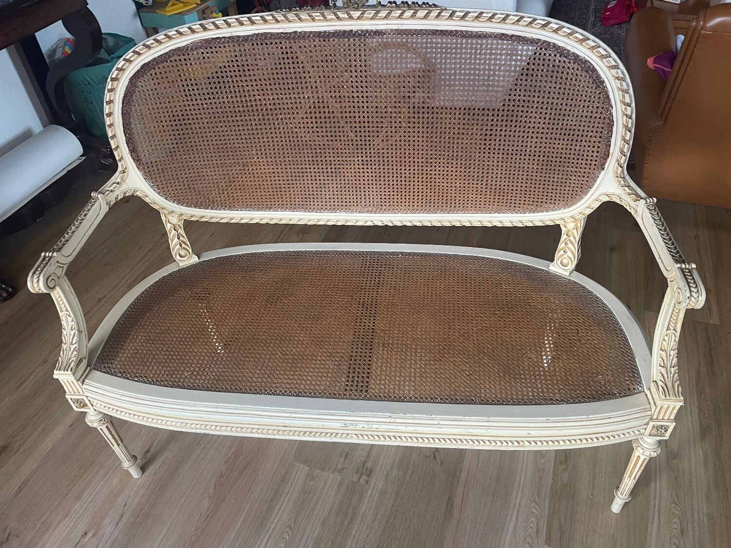 Caned bench in the Louis XVI style