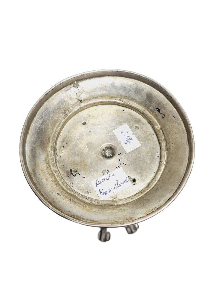 Art Deco Polish silver crystal bowl on stand, 1930s