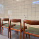 Set of four vintage solid teak dining chairs