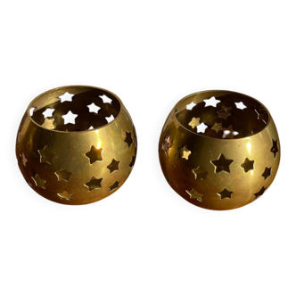 Pair of brass candle holders