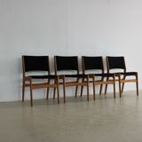 Set of 4 dining room chairs, 60s in oak