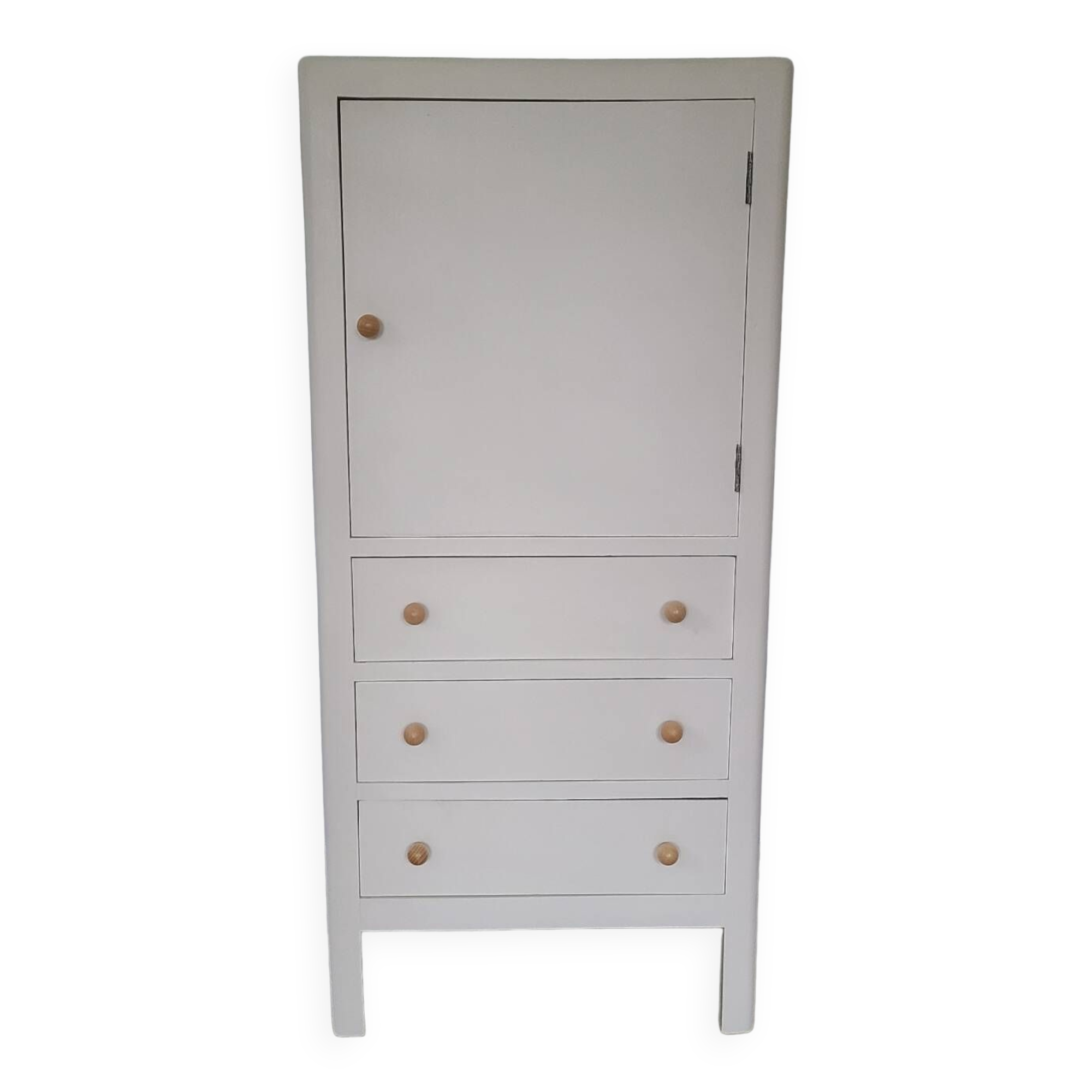 Vintage storage cabinet old Parisian furniture linen dresser white wood
