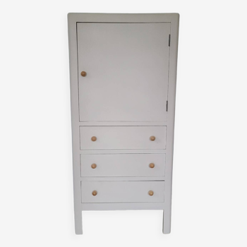 Vintage storage cabinet old Parisian furniture linen dresser white wood