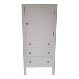 Vintage storage cabinet old Parisian furniture linen dresser white wood