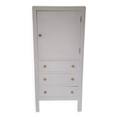 Vintage storage cabinet old Parisian furniture linen dresser white wood