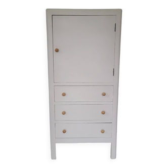 Armoire rangement vintage ancien meuble parisien lingère commode bois blanc