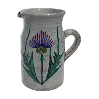 Artisanal pitcher Vallauris thistles 1l