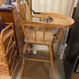 Baby high chair early 20th century thonet style curved wood and cane et you