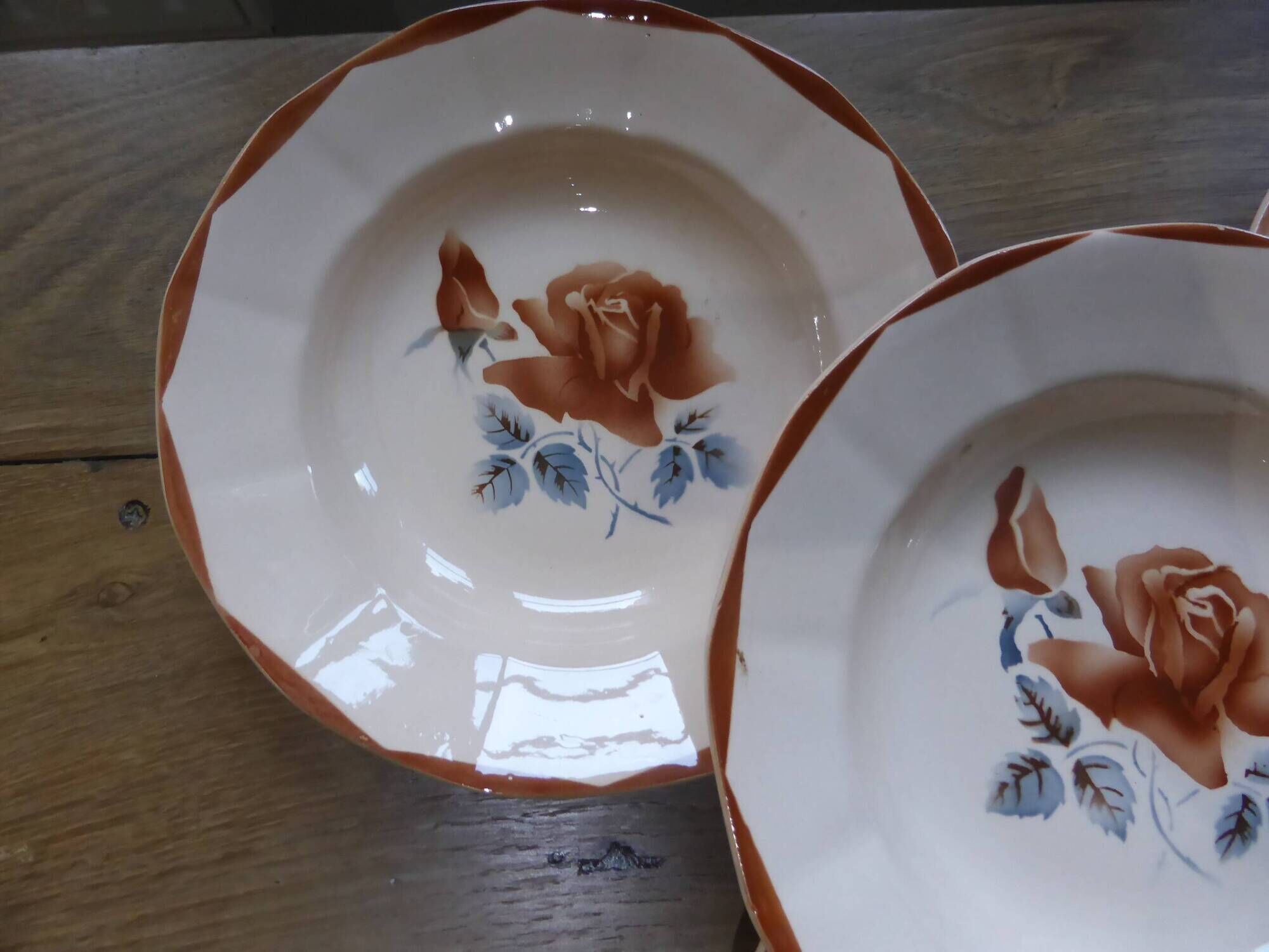 4 assiettes creuses vintage Digoin Sarreguemines