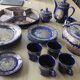 Vintage blue Taous dinnerware set of 21 pieces in very good overall condition.