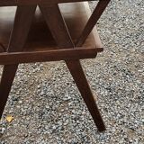 Vintage side table from the 50s in beech oak and poplar compass feet