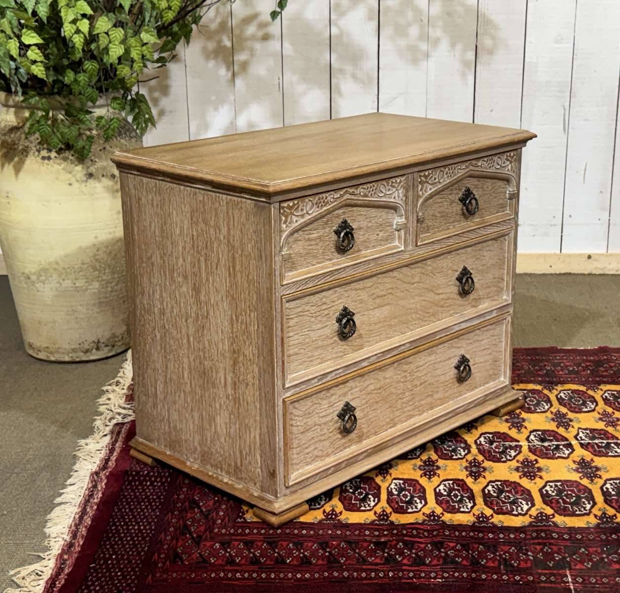 English commode in cerused oak from the 1950s.