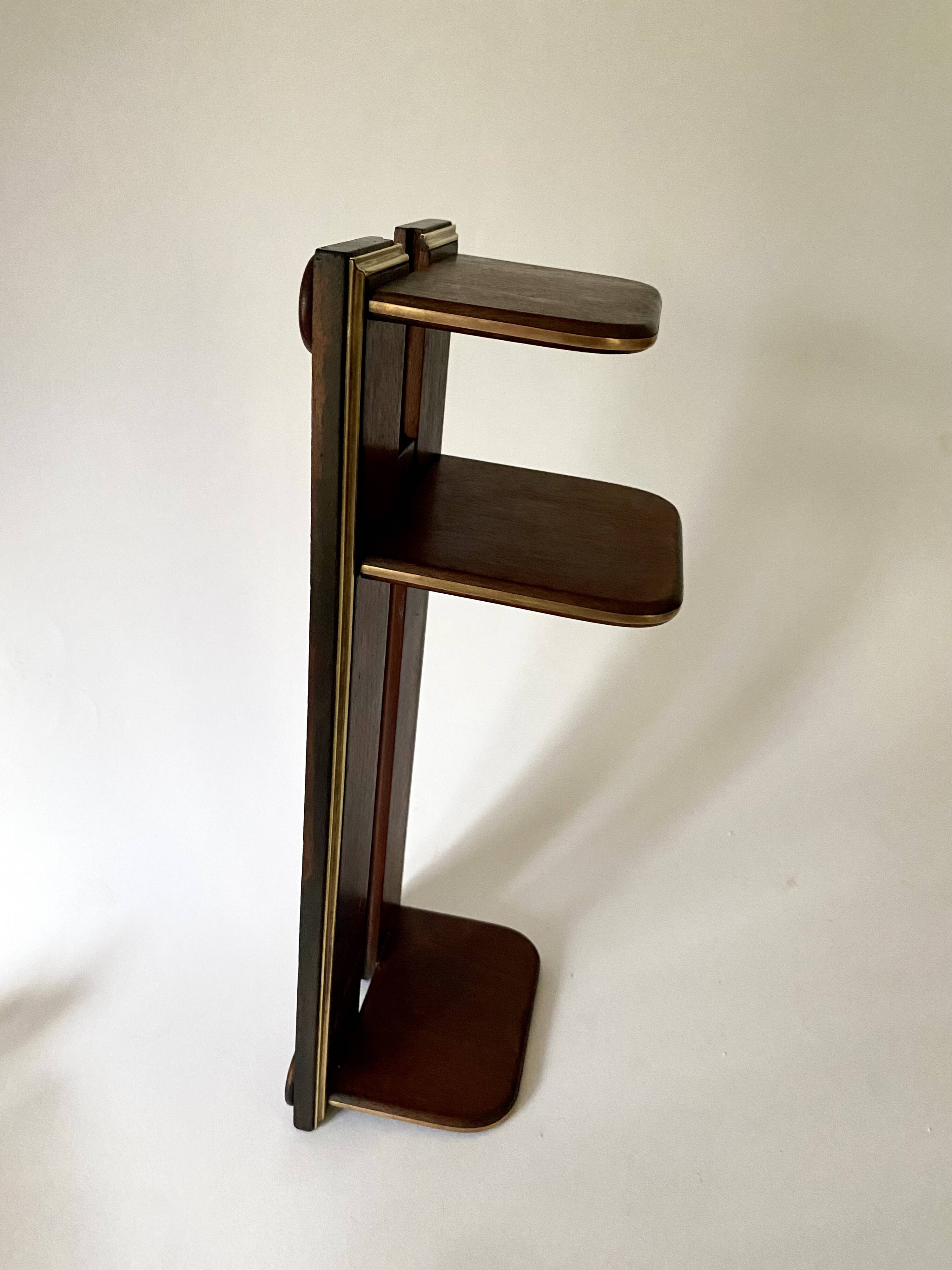 Adjustable bookend 1900 EM.Terquem, wood and brass