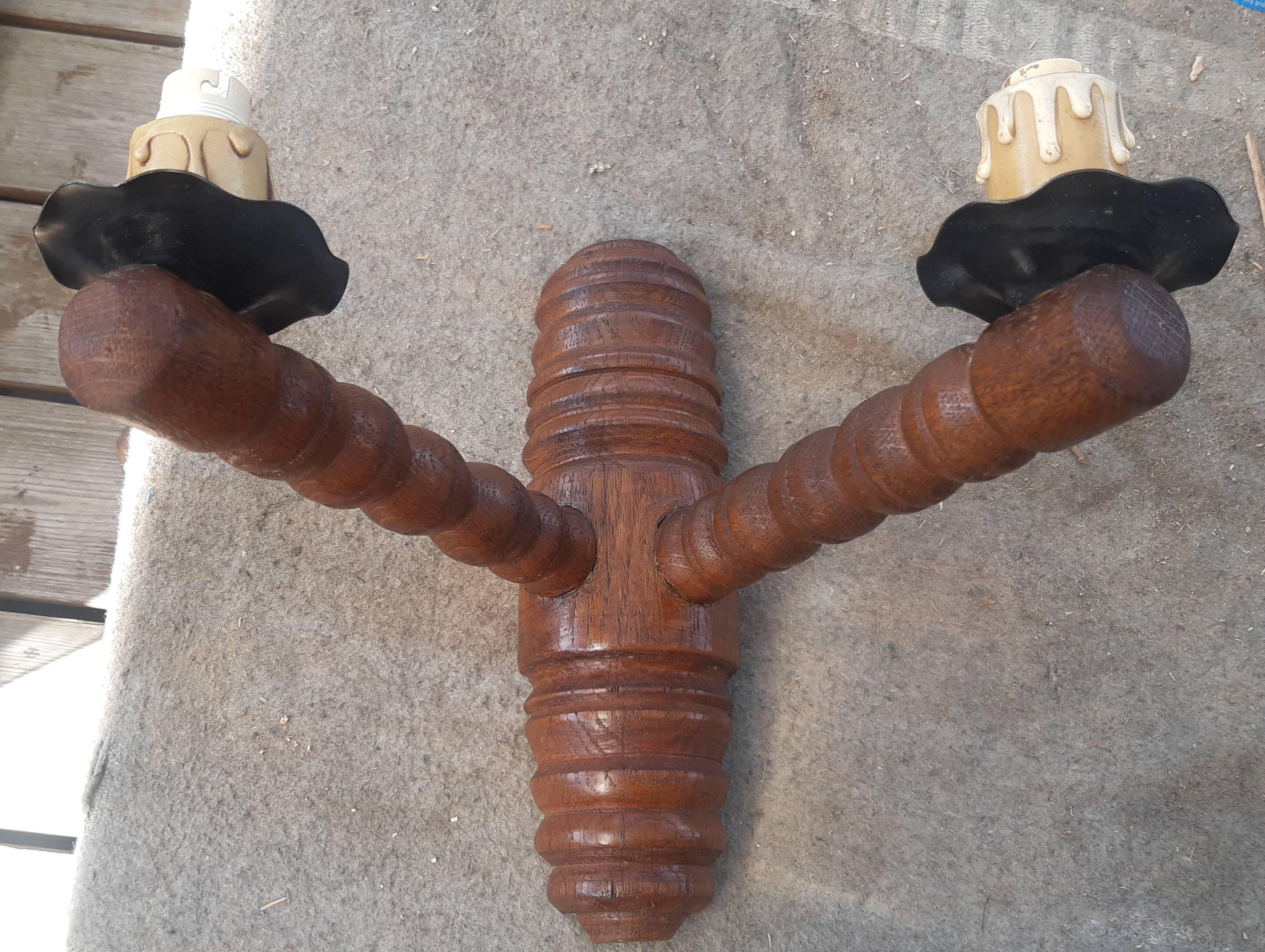 Brutalist turned wood wall light