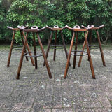 Brutalist spanish bar stools, 1970s, set of 5