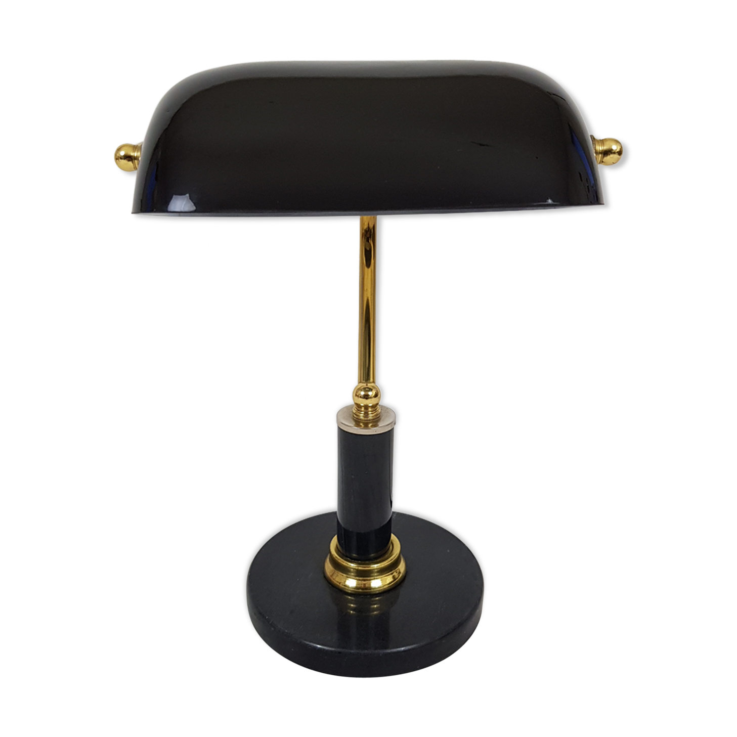 Desk lamp with base stone and black opaline
