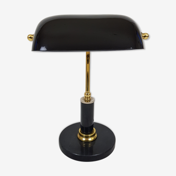 Desk lamp with base stone and black opaline