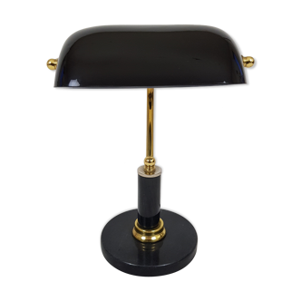 Desk lamp with base stone and black opaline