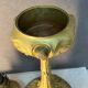 Beautiful and old oil lamp in gilded bronze, attributed to Georges Leleu