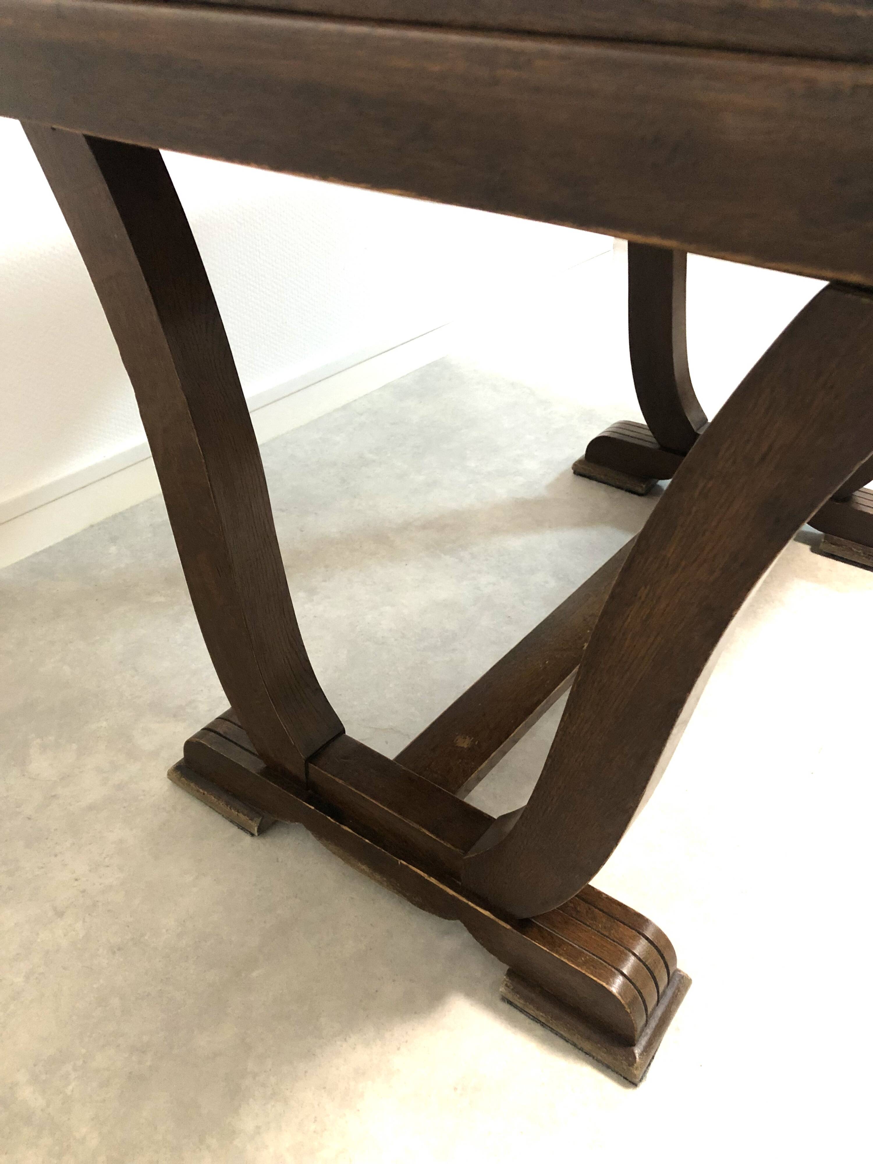 Oak table with extensions for art deco style dining room