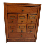 Antique oak watchmakers cabinet with drawers