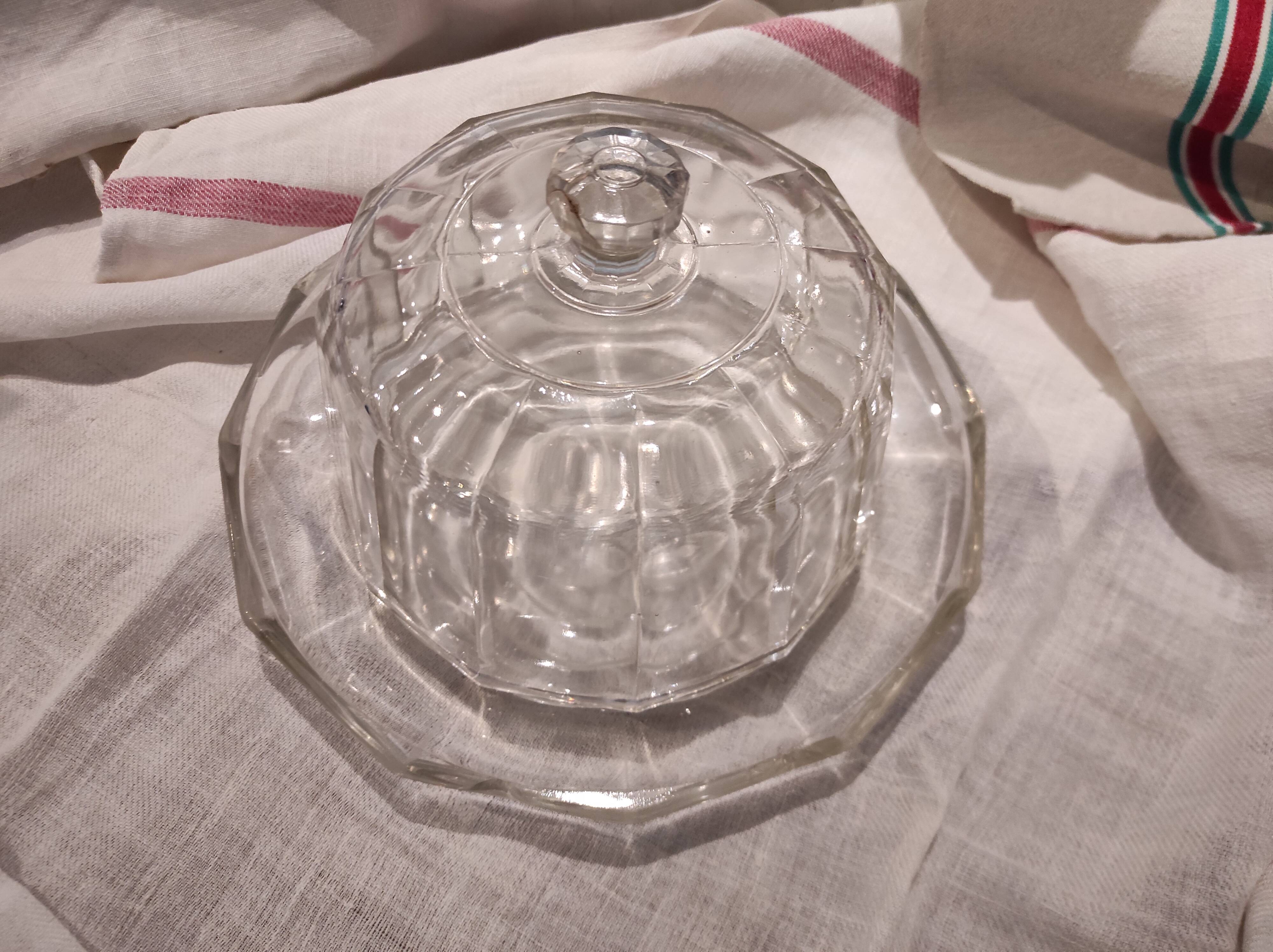 French vintage glass cheese dish