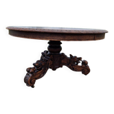 Henri II round table with lion's paw in solid oak
