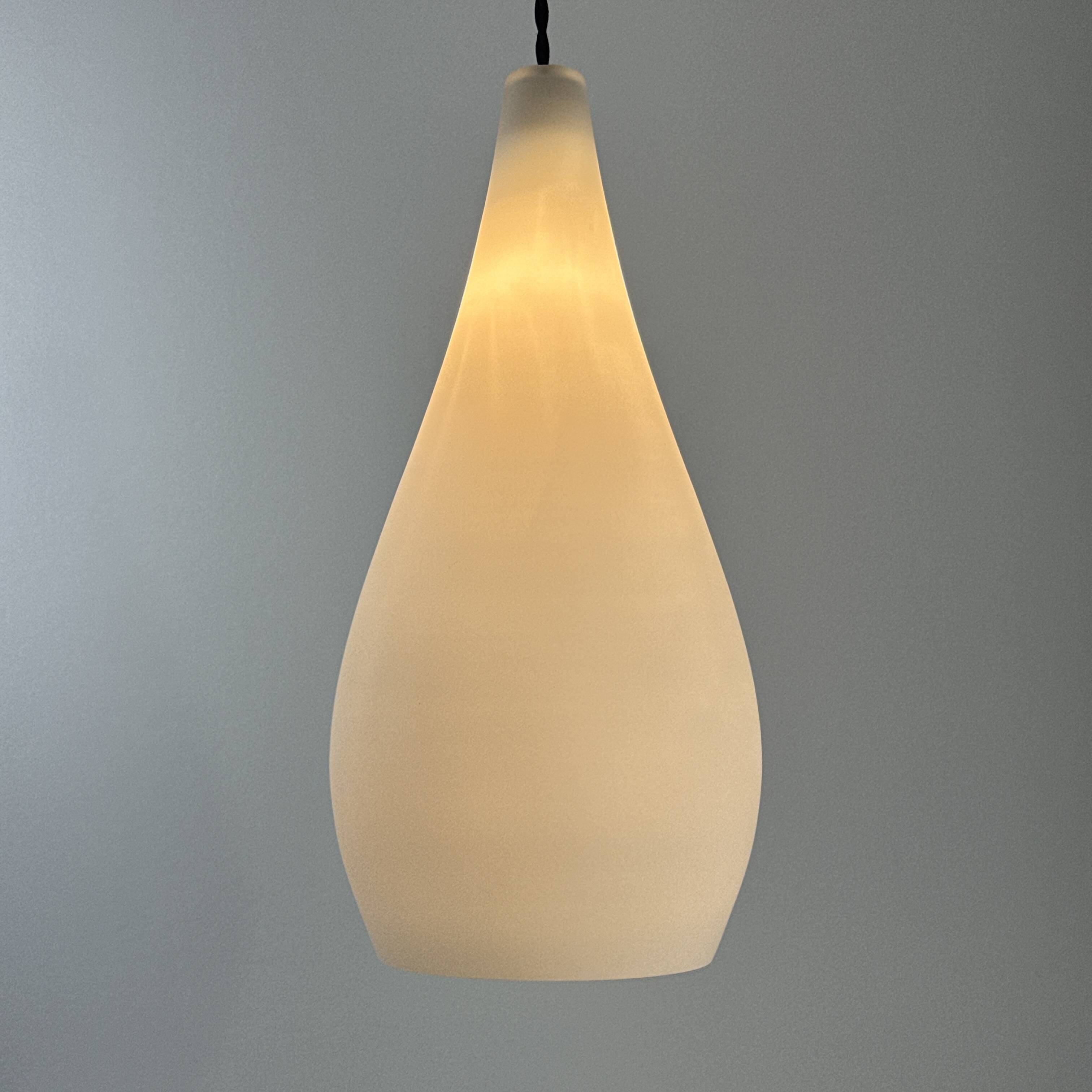 Pair of vintage opaline pendant lights