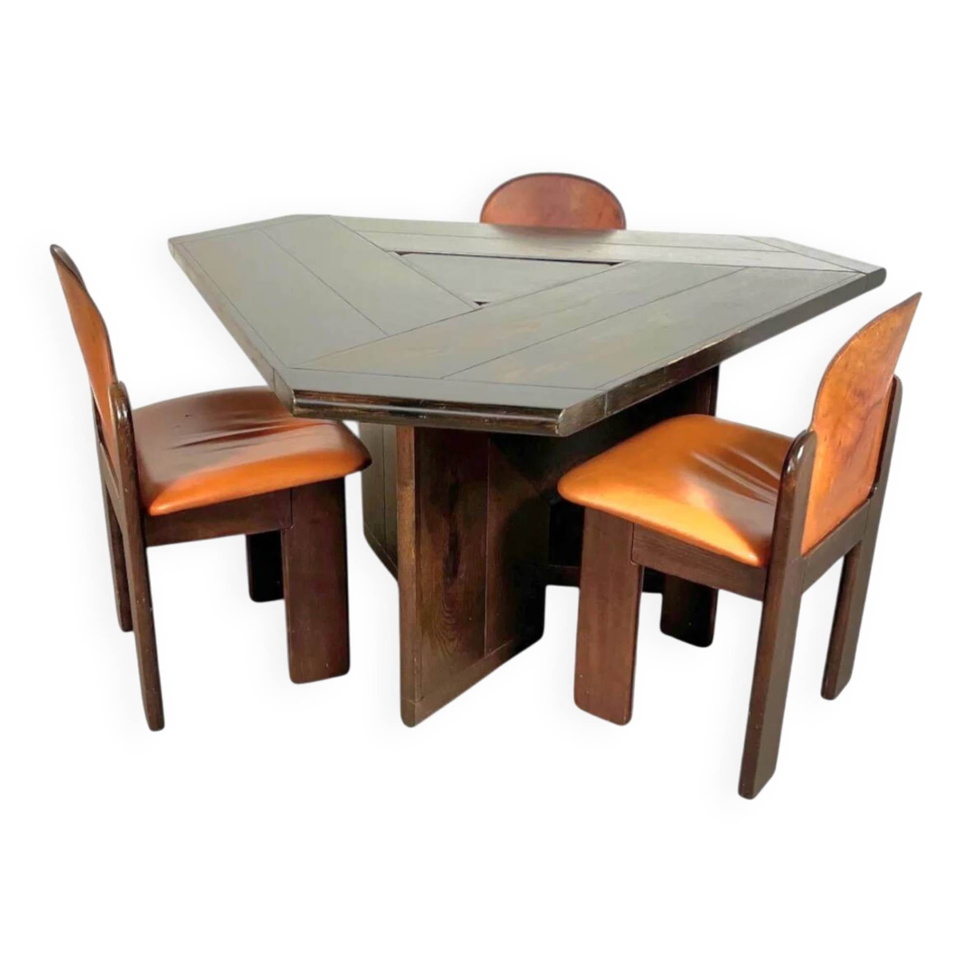Mid-century dining table and 3 chairs by Silvio Coppola for Fratelli Montina, Italy, 1970s