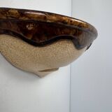 Paire d'appliques murales vintage porcelaine beige et marron, France, 1960