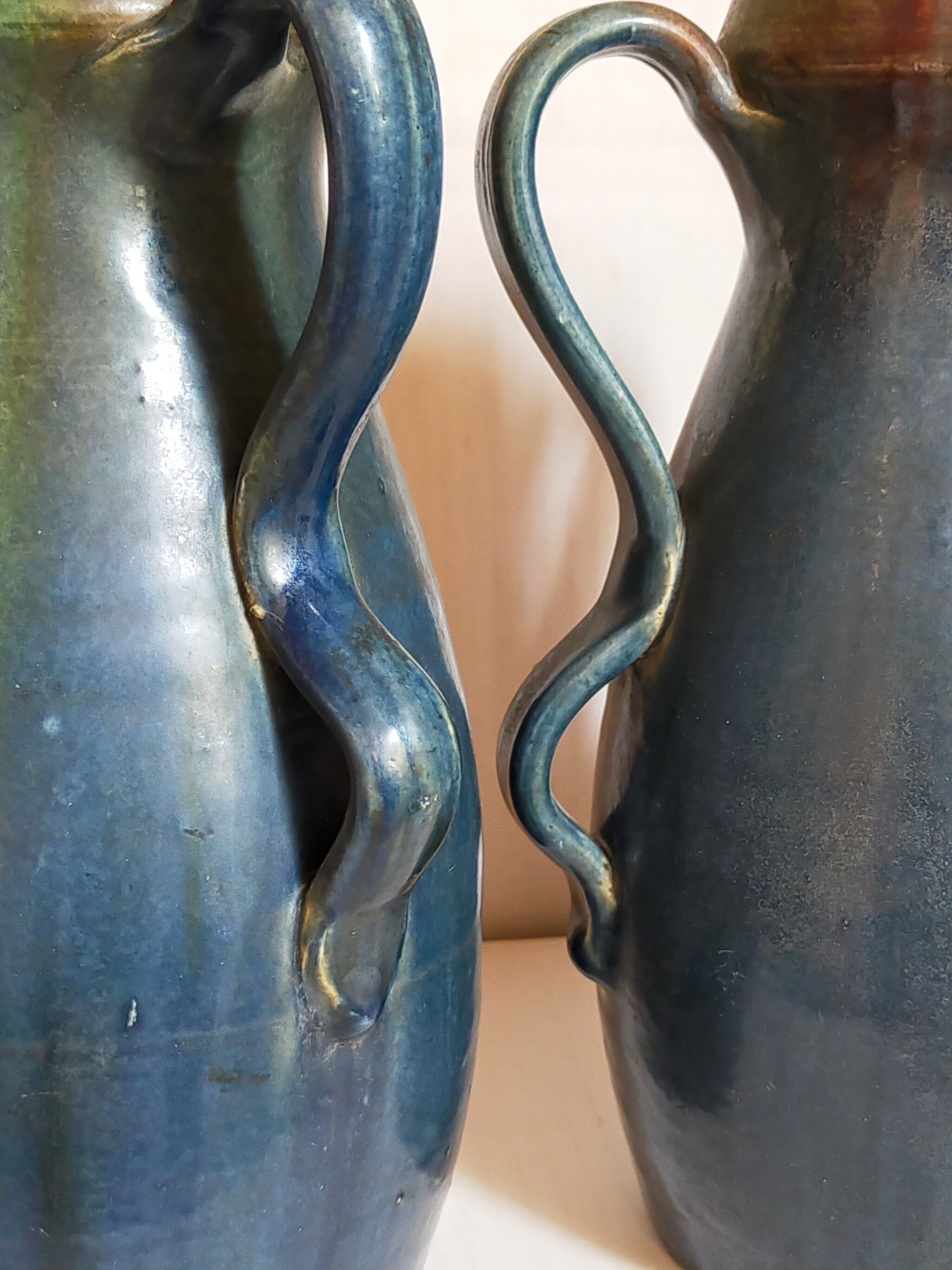 Duo of Flemish pottery of Charles and Auguste Maes early twentieth century