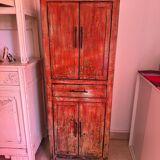 Asian style high sideboard in coral colored wood