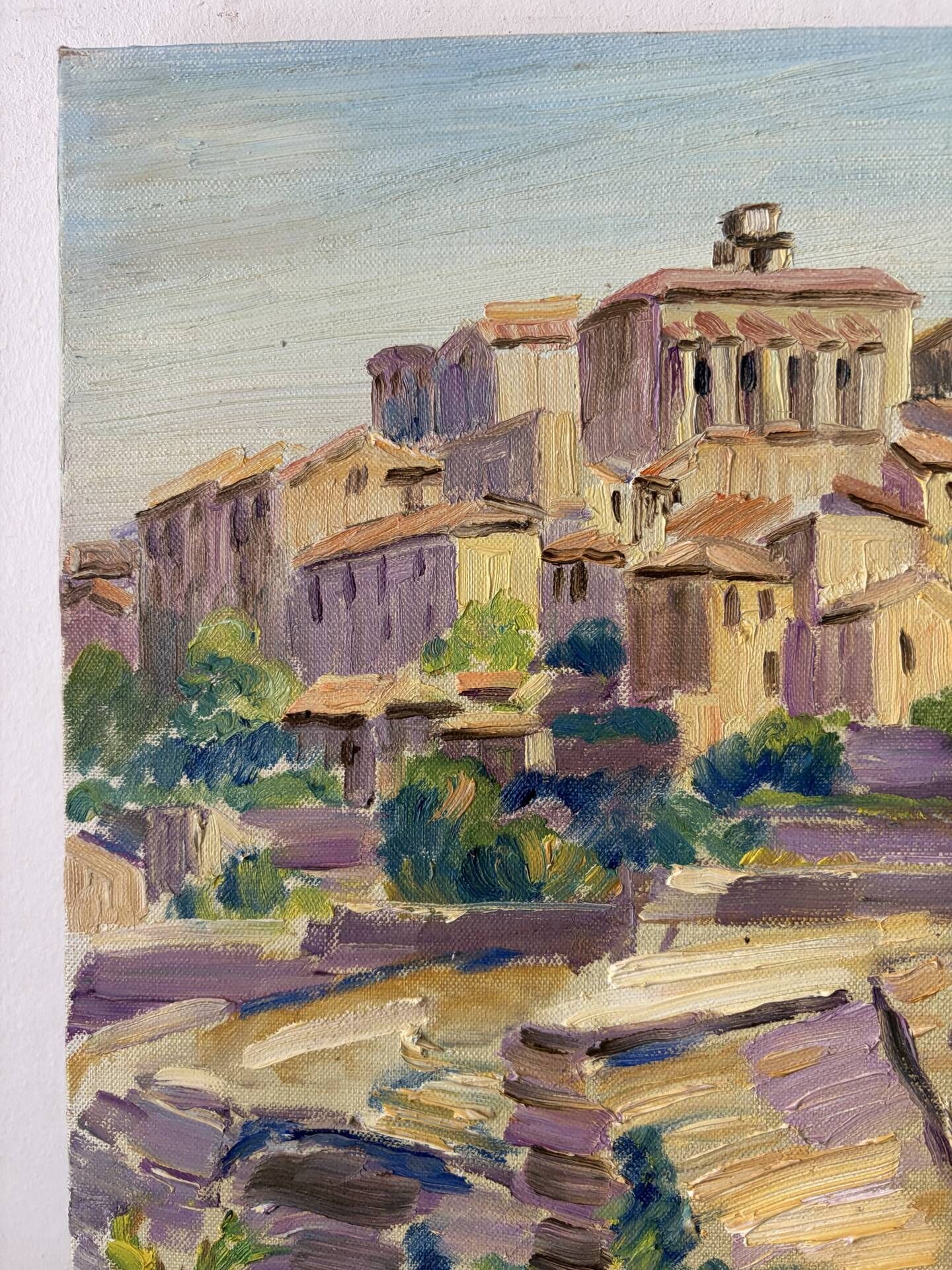 Gordes, village in the Luberon, oil on canvas signed Gisèle Renaut