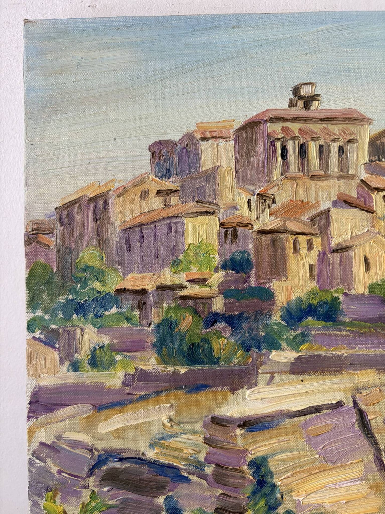 Gordes, village in the Luberon, oil on canvas signed Gisèle Renaut