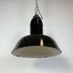Industrial Black Enamel Factory Lamp with Cast Iron Top, 1930s