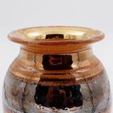 Shiny Ceramic Vase Gold Glaze Colors by Georges Pelletier Vallauris - 1960s