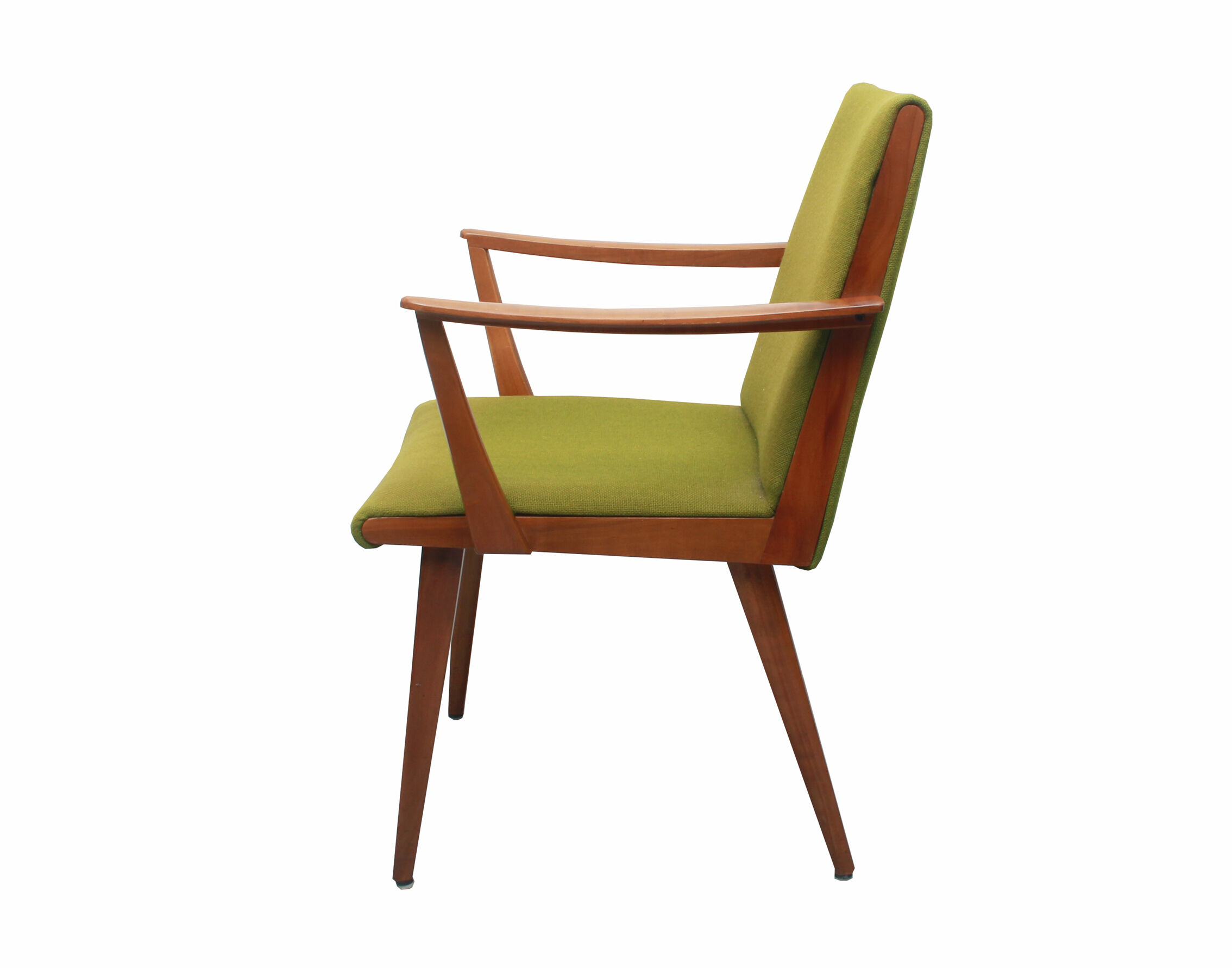 1950s armchair in cherrywood, green fabric