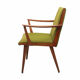Fauteuil des années 1950 en cerisier, tissu vert