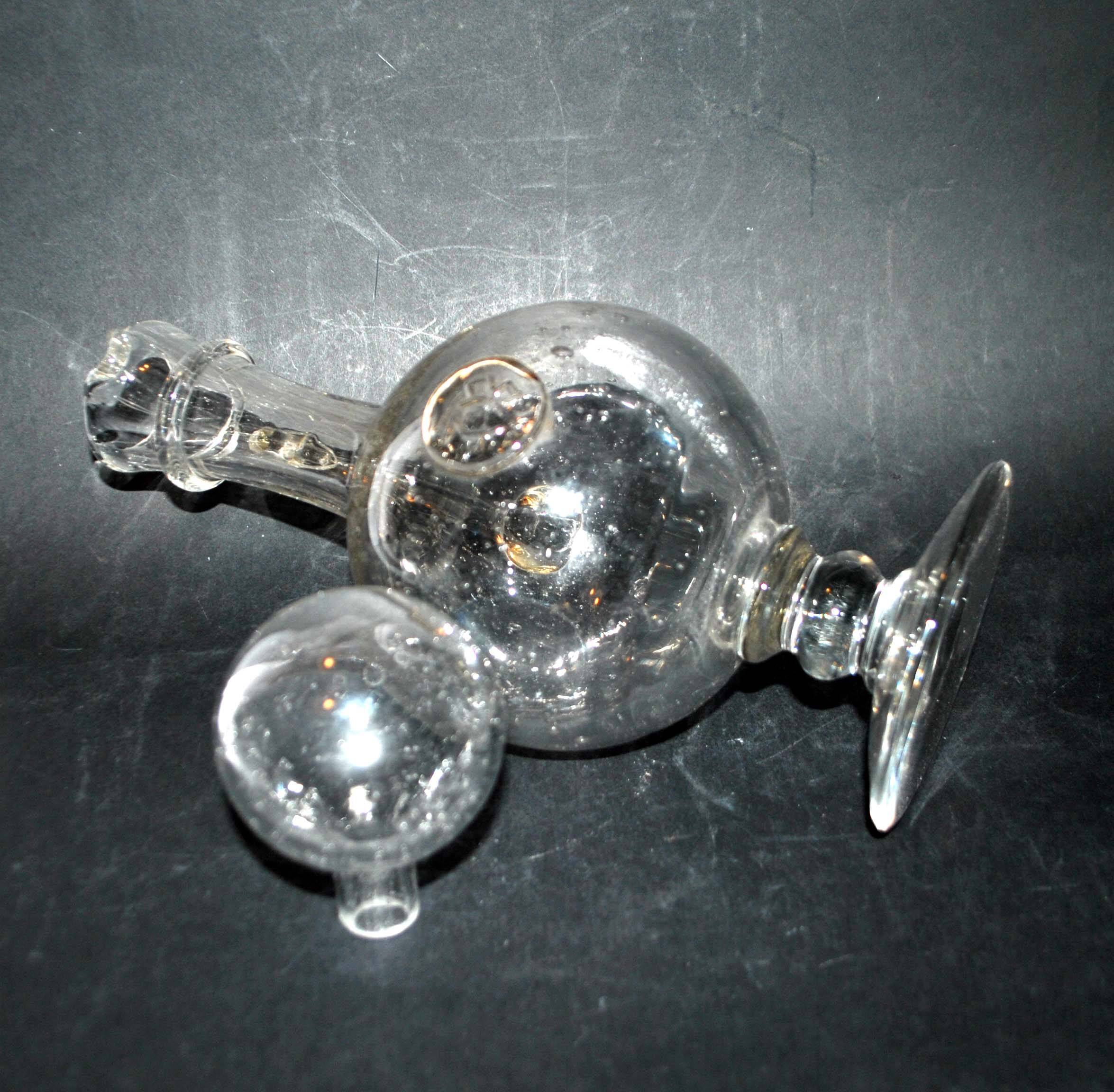 Vintage pitcher carafe in bubble-blown glass from Biot glassworks? H. 34cm