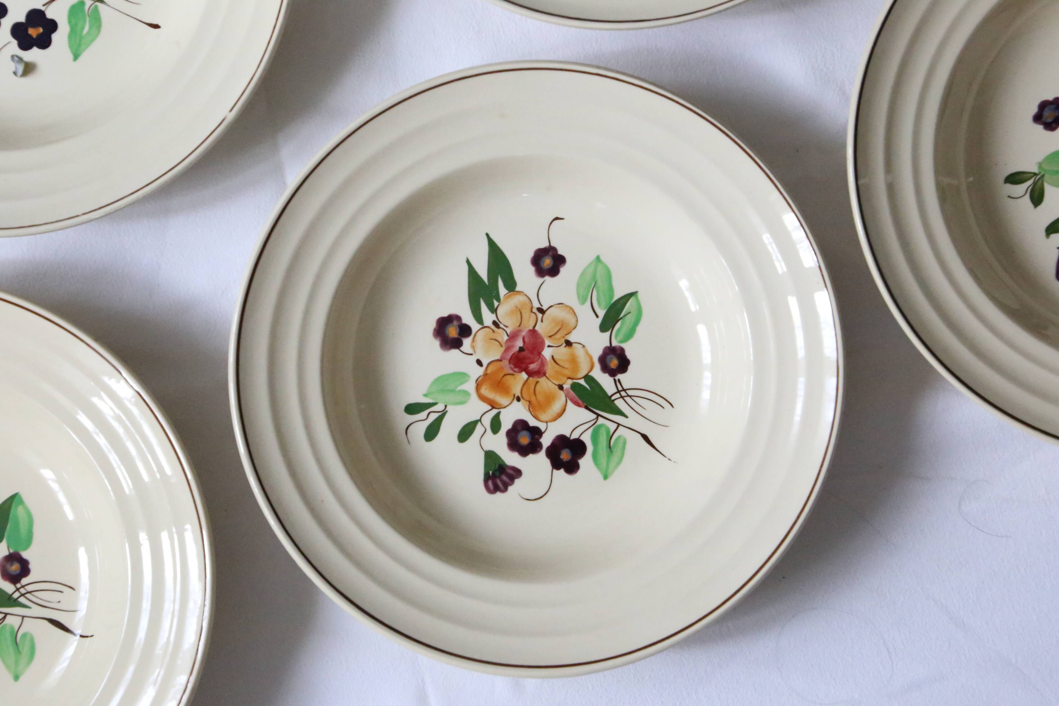 Set of 5 hollow plates Boch La Louvière, vintage