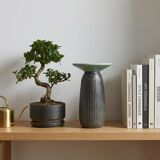 Vintage architectural vase in two-tone ceramic