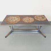 Vintage ceramic and chrome metal coffee table from the 70s