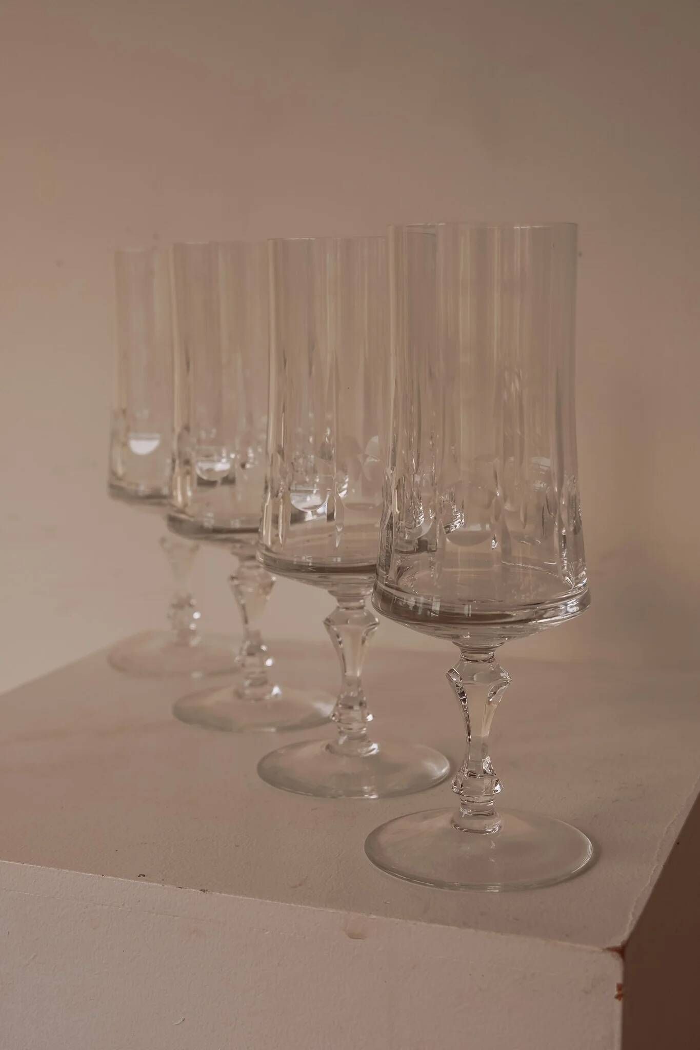 Crystal champagne glasses from France, set of 4