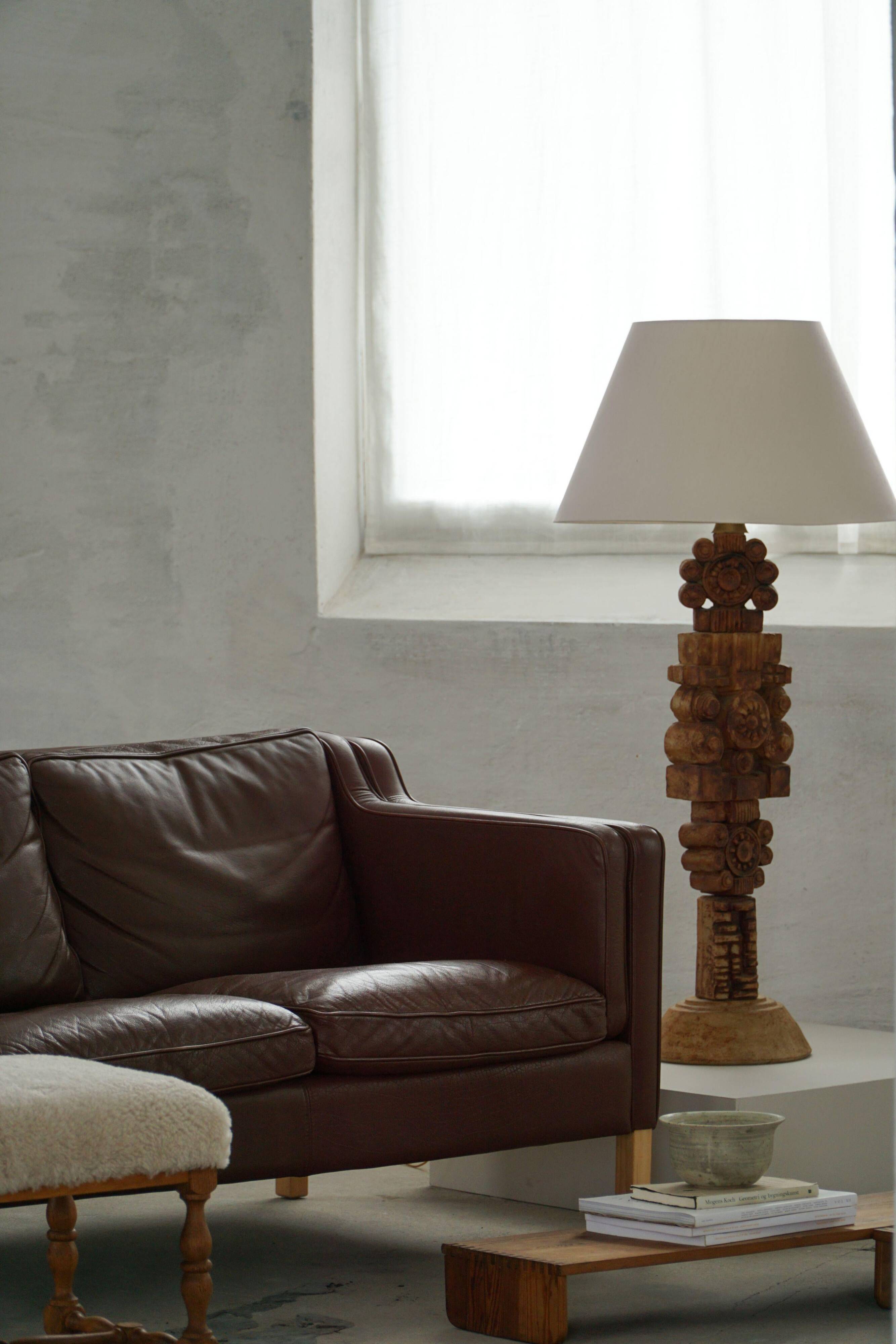Stouby Møbelfabrik, two-seater sofa in mid-century style in brown leather, 1970s.