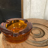 Amber glass ashtray