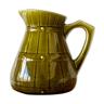 Olive green glazed ceramic pitcher