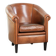 Vintage sheepskin club armchair with a warm colour scheme with black piping