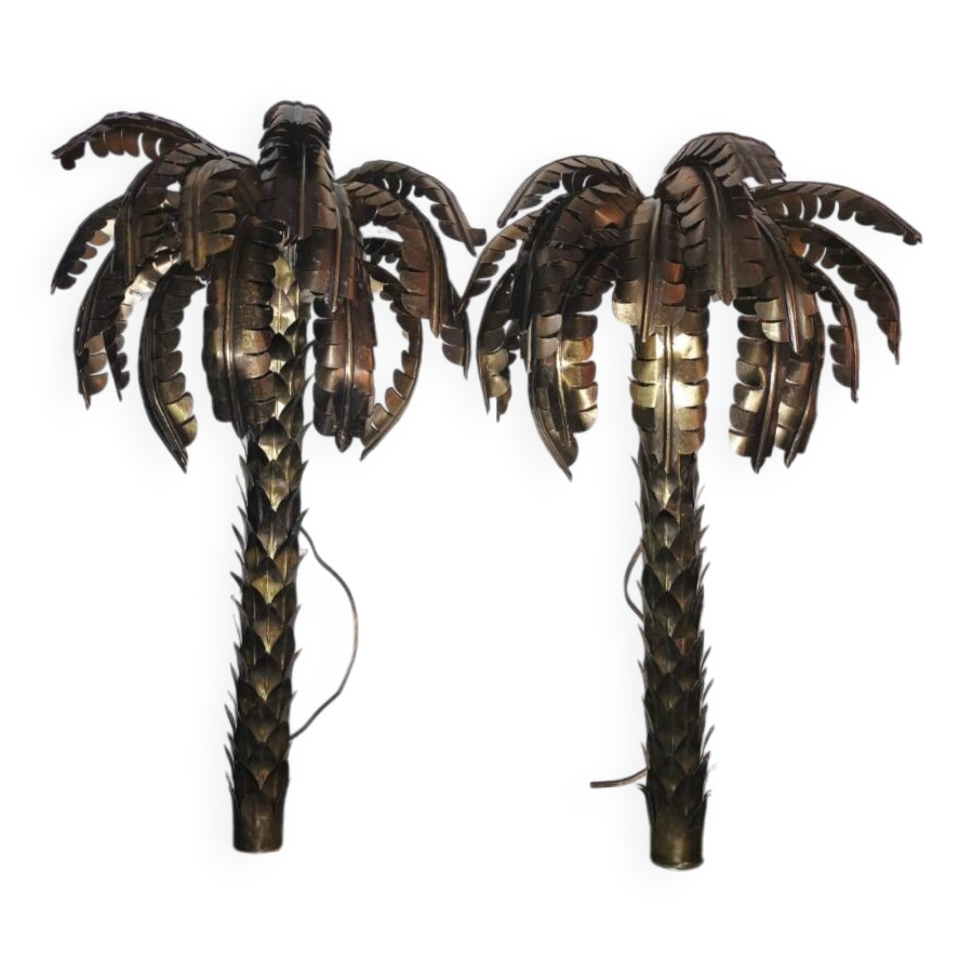 Palm tree brass wall lights