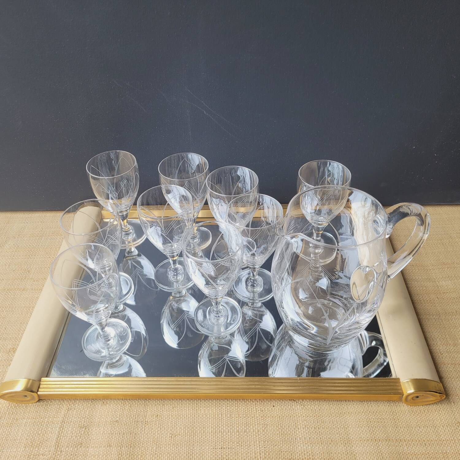 60's chiseled stemmed glasses